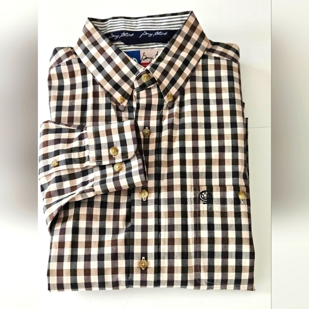 George Strait Mens XL Cowboy Cut Collection Wrangler  Blk/Tan LS Button-…